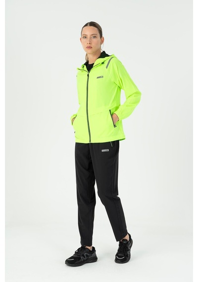Maraton Regular Kadın Kapüşonlu Neon Yeşil Tracktop Yeşil