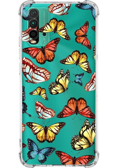 Prinrify Xiaomi Redmi 9t Uyumlu Water Color 2 Baskılı Şeffaf Köşe Korumalı Antişok Kılıf