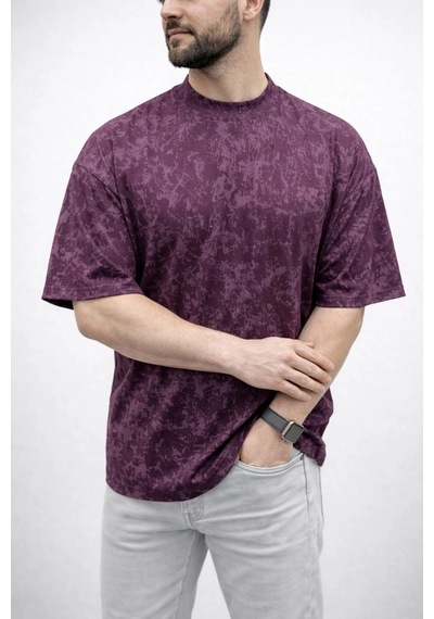 Erkek Premium Tişört Osy Yumuşak Dokulu Yıkamalı Oversize T-shirt - Bordo
