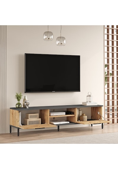 Best Tv Ünitesi 2'li Set Orta Sehpa Metal Ayaklı Çam Bes5-aa Atlantik Çam - Antrasit Best Tv Ünitesi 2'li Set Orta Sehpa Metal Ayaklı Çam Bes5-aa Atlantik Çam - Antrasit