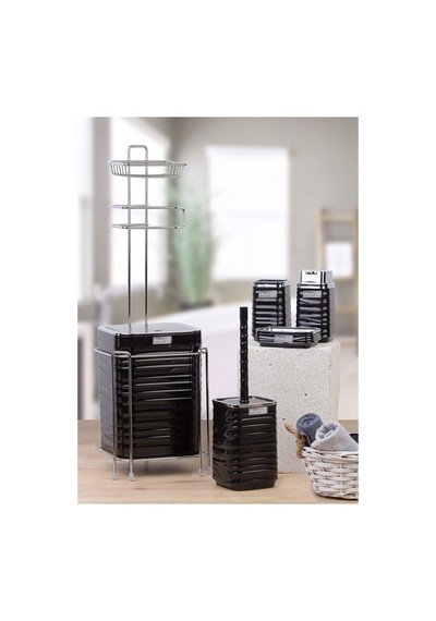 Lun-0031 Kare Wc Kagıtlık 6 Lı Set Krom/sıyah Siyah