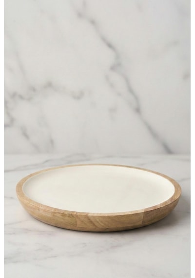 Mango Agacı Servis Tabağı & Sunum Tabağı 25 Cm Krem Diğer