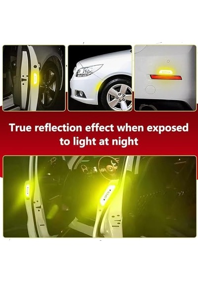 Araba Kapı Açık Uyarı Reflektörü Etiket Sticker 4'lü 9.5x2.5cm Kırmızı
