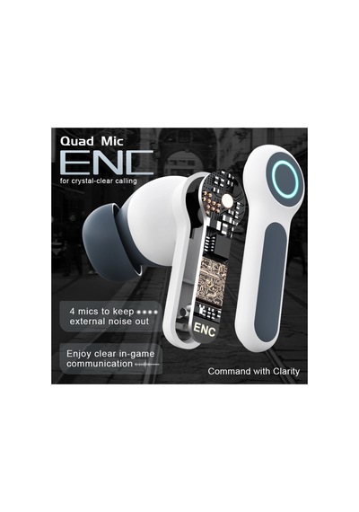 Enc Gürültü Engellemeli Pro Bluetooth Kulaklık 4 Mikrofon, İos Android Uyumlu, Bt 5.3 Premium Bass Rgb Işıklı Beyaz - 889074112