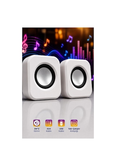 Usb Pc Hoparlör Subwoofer 2w 2 Ses Sistemi 2.0