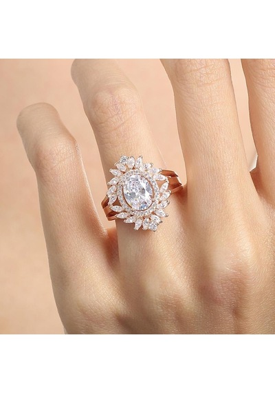 Mia Vento Effective Diamond Venedik Dansı Rose Renk Işıltılı Gümüş Yüzük
