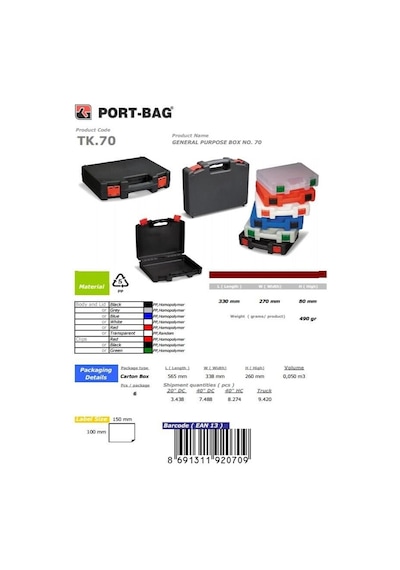 Portbag Tk70 Çok Amaçlı El Aleti Çantası - Izbp-892015