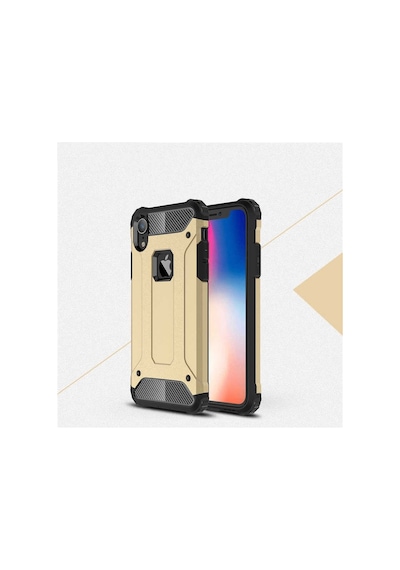 Noktaks - Apple Uyumlu iPhone Xr 6.1 - Kılıf Çift Katman Zırh Tank Crash Military Kapak - Gold - T6039 Gold