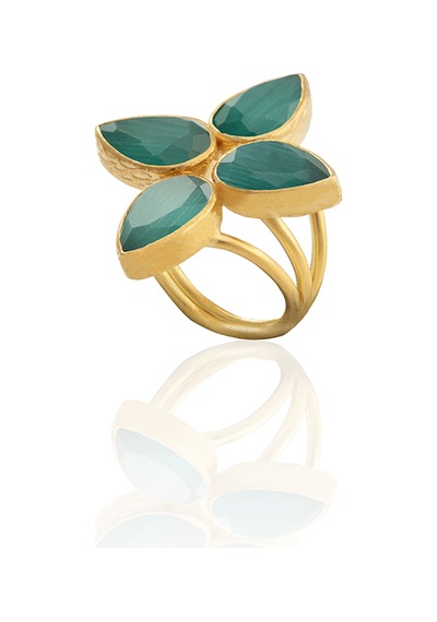Kadir Jewellery 22 Ayar Altın Kaplama Zirkon Taşlı Kadın Otantik Yüzük Ördek Yeşil 70727397