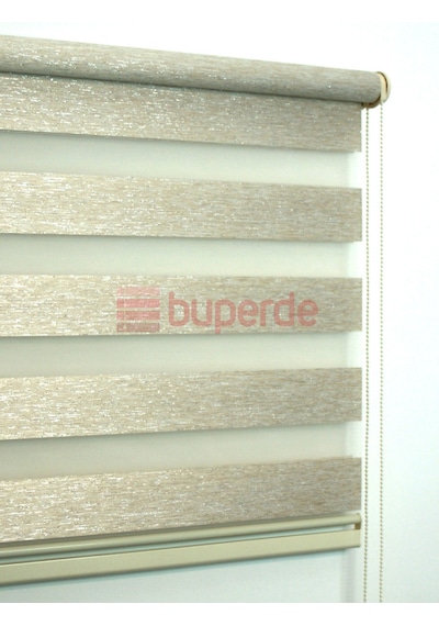 Buperde Simli Krem Bambu Zebra Stor Perde