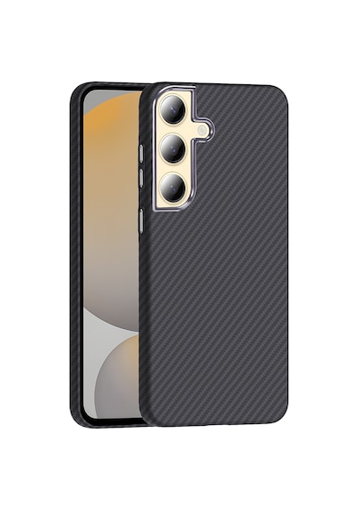 Zore Samsung Galaxy Uyumlu S24 Plus Kılıf M-safe Şarj Özellikli Karbon Fiber Görünümlü Omsy Gros Kapak - Siyah