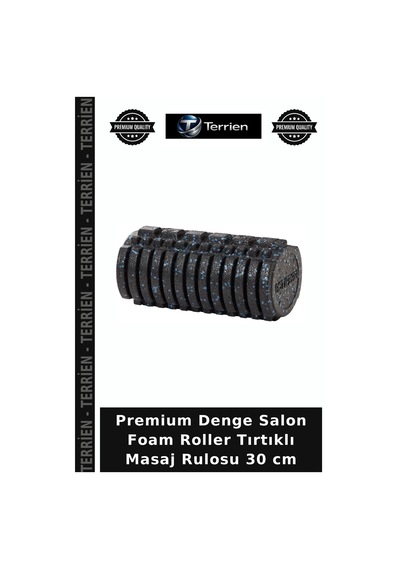 Premium Denge Salon Foam Roller Tırtıklı Masaj Rulosu 30 Cm Siyah - Mavi