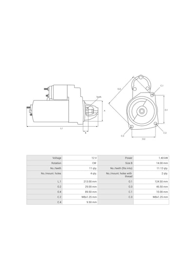 Valeo 12v Marş Motoru 11 Diş 1.4 Kw Cıtroen Berlıngo/c1/c3/nemo-peugeot 206/306/bıpper/partner Tepee