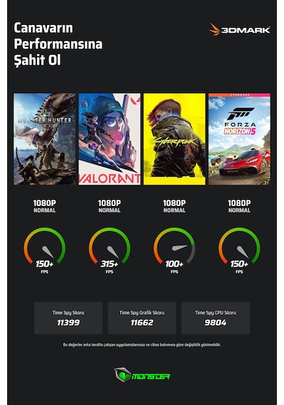 Monster Tulpar T7 V26.2.8 i7-13620H 64 GB 1 TB SSD 8 GB RTX5060 17.3" Dos Dizüstü Bilgisayar