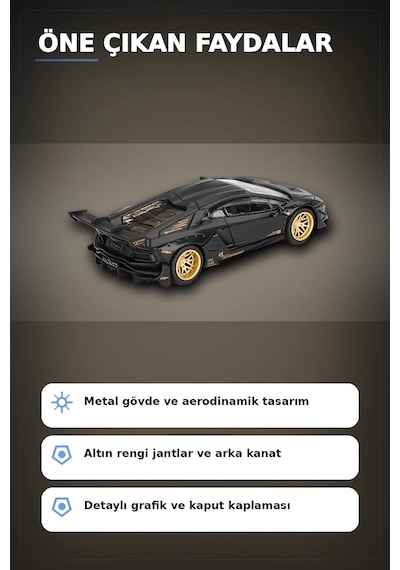 Metal Gövdeli 1/64 Ölçek Lamborghini Aventador Model Araba - Koleksiyonluk Tekli Paket Bx-313363