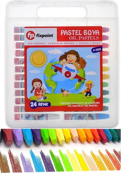 24 Renk Pastel Boya Plastik Çantalı 1 Paket Fixpoint 24 Lü Pastel Boya Çok Renkli Pastel Boya Resim Okul Öğrenci Çok Renkli