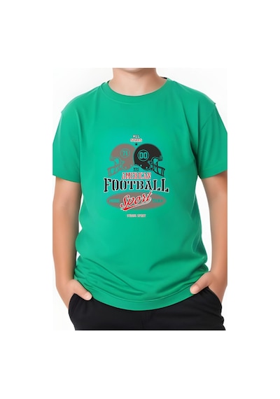 Panios Kids American Football Baskılı Erkek Çocuk Kısa Kollu T-shirt Yeşil
