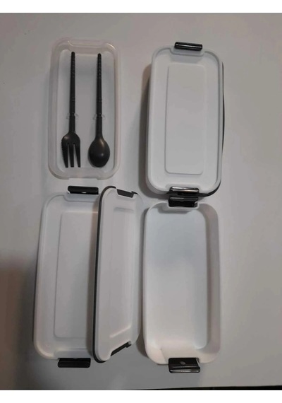 3 Katlı Beslenme Kabı Çatal Kaşık İçerisinde Şeffaf