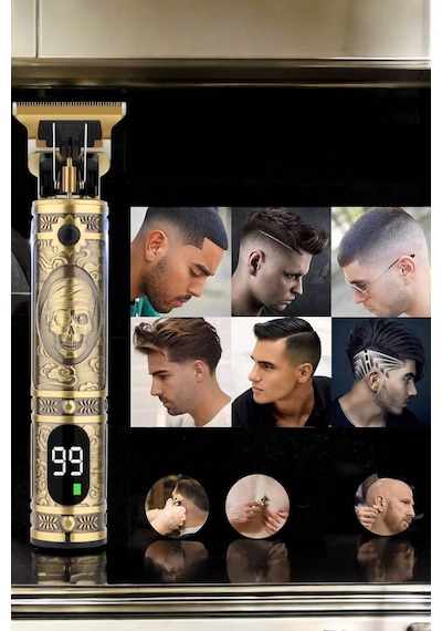 Sptmgldı Tıraş Makinesi Şarjlı Profesyonel Saç Kesme Makinesi Gold Çizik Tıraş