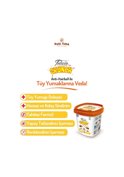 Hairball Tüy Yumağı Önleyici Kedi Crunch Ödül Maması Tavuklu, Yaban Mersinli & Sütlü 100 Gr