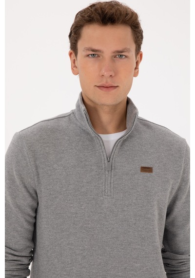 U.S. Polo Assn. Erkek Regular Fit Yarım Fermuarlı Gri Melanj Basic Sweatshirt 50313802-VR086 U.S. Polo Assn. Erkek Regular Fit Yarım Fermuarlı Gri Melanj Basic Sweatshirt 50313802-VR086