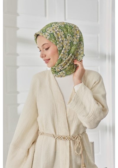 Silk Home Soft Eşarp 73093-13 Sarı, Yeşil, Fıstık Yeşili, Ekru