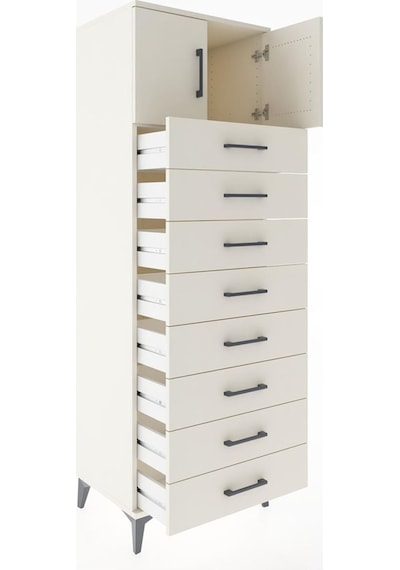 Hyperion Dolap Tek Raflı 8 Çekmeceli 2 Kapaklı 60x44x182 Aytaşı-aytaşı Aytası