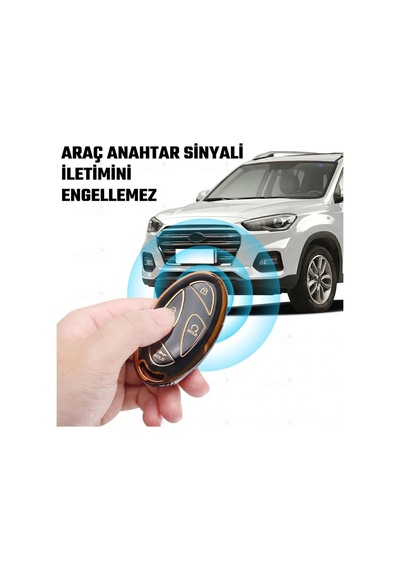 Hyundai Tucson Ioniq Kona Elantra Gold Kenar Tpu Anahtar Kılıfı 5 Tuşlu Model Mavi