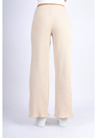 Soft&Basic Punta Raporlu Geniş Paça Bej Pantolon Bej