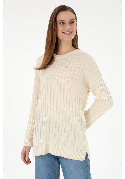 U.S. Polo Assn. Kadın Krem Bisiklet Yaka Kazak 50297092-VR071