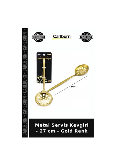 Özel Üretim Şık Mutfak Pratik Metal Servis Kevgiri - 27 Cm - Gold Renk Diğer