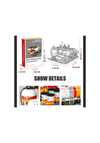 City Gas Station 743 Parça Modüler Kimya Tesisi Yapı Seti Tank + Laboratuvar Jj9223