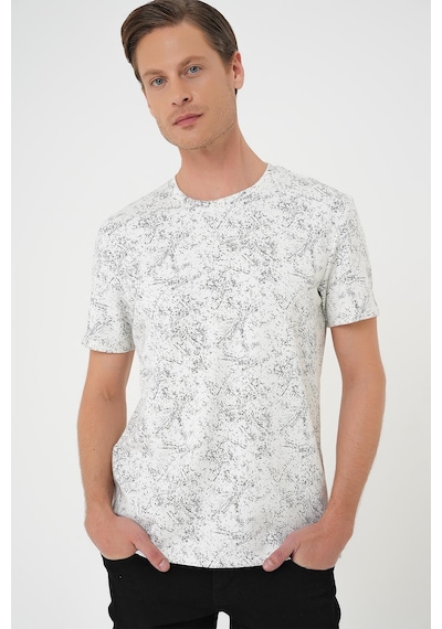 Efor Comfort Fit Bisiklet Yaka Batik Görünmlü Kısa Kol Casual Ekru Tişört Ts 905 Ekru