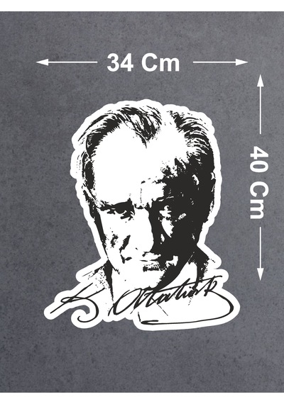 Atatürk Silüet Sticker - Araba Oto Araç Motosiklet Karavan Sticker - 00017 40x34 Cm
