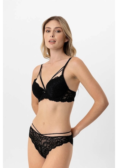 Pierre Cardin Soft Push Up Kaplı Dantelli Sütyen Takım Siyah