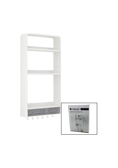 Omaş-tera Om-0817 Yapışkanlı Duvar Organizeri Plastik 2 Çekmece 40cm 3 Raf 14cm-19cm-30cm 6 Askı Diğer