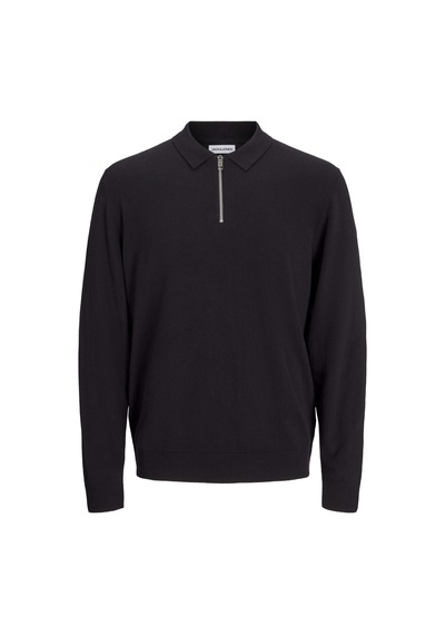 Jack & Jones Erkek Polo Yaka Uzun Kollu Triko Üst - Emil - 12268210 Siyah