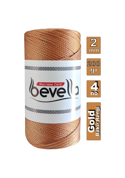 2 Mm - 200 Gr Polyester Gold Bakır Rengi Makrome Ipi Polyester Makrome Ip Supla Ip Ve Çanta Ipliği