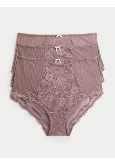 Marks & Spencer 3’lü Dantelli Full Brief Külot T61004958F Kahverengi