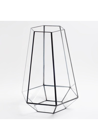 34x26x26cm Siyah Geometrik Teraryum Cam Fanus Mumluk Yapımı Dekoratif Diğer