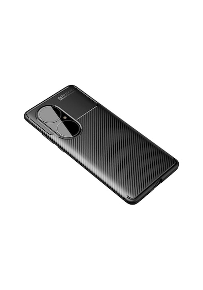 Huawei P50 Pro Kılıf Karbon Görünümlü Silikon Kamera Korumalı Üstün Koruma Pazarplus Siyah