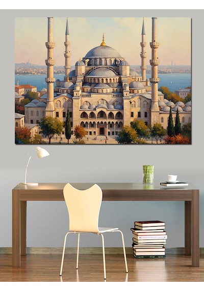 Ahşap Tablo İstanbul Camii Ve Şehir Görünümü