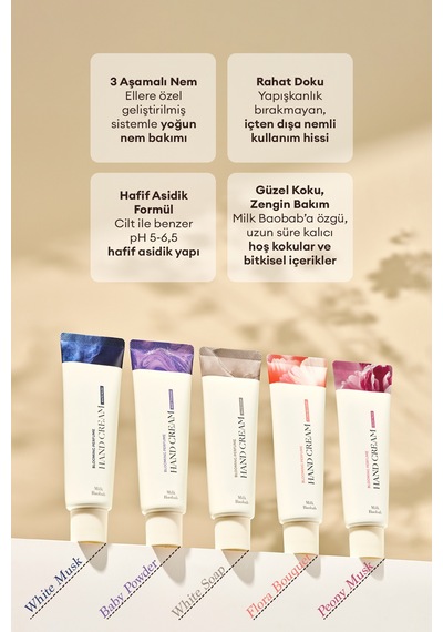 Yaşlanma Karşıtı Yumuşatıcıparfümlü El Kremi Mılk Baobab Blooming Perfume Hand Cream Flora Bouquet