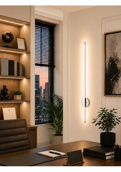 Dekoratif 20w İç Mekan Krom Kasa 3 Renkli Işık Elektrikli 80 Cm Duvar Aplik