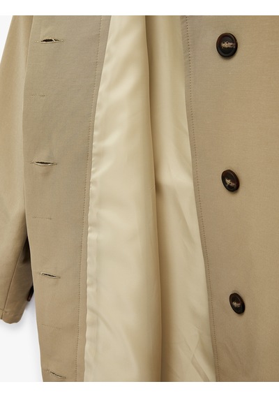 Koton Uzun Kollu Cepli Gabardin Oversize Kemerli Trençkot Haki 6sak00018ew Haki