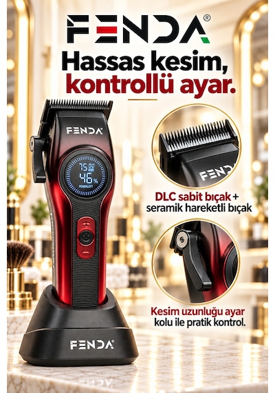 Fenda Profesyonel Saç Kesme Makinesi Kırmızı