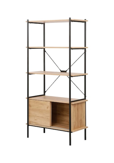 Retro 4 Raflı Sürgü Kapaklı Metal Kitaplık - Ceviz/siyah 80x163x40 Cm Ceviz - Siyah Retro 4 Raflı Sürgü Kapaklı Metal Kitaplık - Ceviz/siyah 80x163x40 Cm Ceviz - Siyah