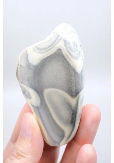 Toz Gri Merlinit Serbest Form Numune - Dumlu Gri Ve Krem Dendritik Opal