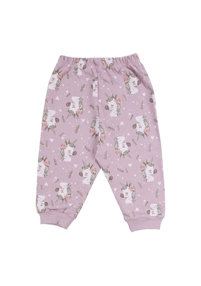 Bebegen Kız Bebek Mor Unicorn Baskılı Pijama Takımı Çok Renkli