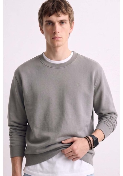 Barrels And Oıl Erkek Göğüs Baskı Detaylı Uzun Kollu Sweatshirt - Açık Gri Açık Gri